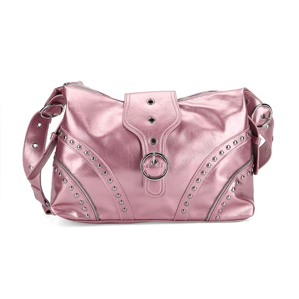 NWT Pink Studded Shoulder Bag with Ring Accent